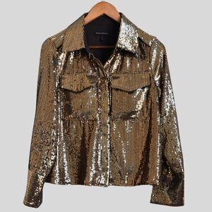 BANANA REPUBLIC Women's Ulla Bronze Sequin Shirt Size S